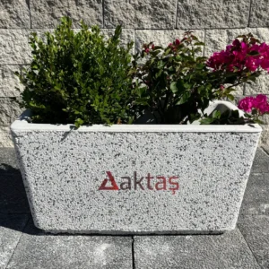 Beyaz Dikdörtgen Mozaikli Saksı