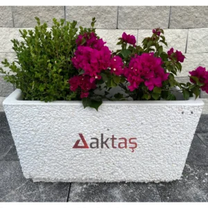 Beyaz Dolomit Dikdörtgen Saksı