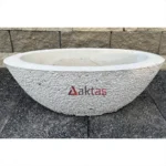 Beyaz Dolomit Küçük Kayık Saksı
