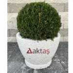 Beyaz Dolomit Yuvarlak Saksı