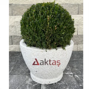 Beyaz Dolomit Yuvarlak Saksı