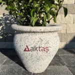 Beyaz Mozaikli Vazo Saksı