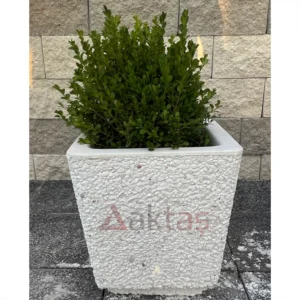 Beyaz Dolomitli Kare Saksı